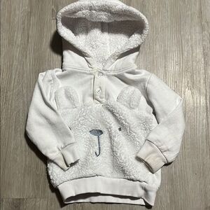 Cozy White Kids Hoodie with Bear Design